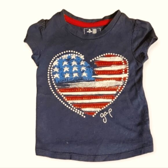 Baby Gap American Flag Heart T-Shirt - Picture 1 of 3